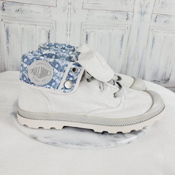 Palladium Shoes - Palladium Sneaker Boots in Blue Floral Gray